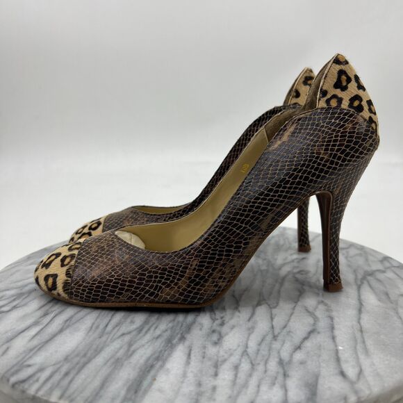 Spiegel Pumps Womens 10B Leopard Print Textured Leather Stiletto Cap Toe Heel - Picture 4 of 11